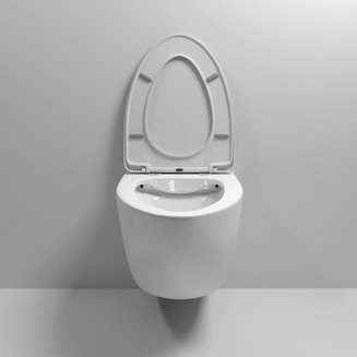 Унитаз GR-4456S (520*360*370) БЕЛЫЙ подвесной БЕЗОБОДКОВЫЙ с тонкой крышкой