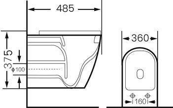 Унитаз GR-4455BLMS (485*360*375) СИНИЙ МАТОВЫЙ подвесной БЕЗОБОДКОВЫЙ с тонкой крышкой