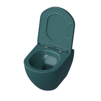 Унитаз GR-4455OLMS (485*360*375) ЗЕЛЕНЫЙ МАТОВЫЙ подвесной БЕЗОБОДКОВЫЙ с тонкой крышкой
