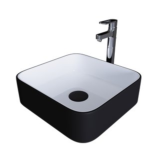 Раковина GR-4042BW (385*385*140) ЧЕРНАЯ БЕЛАЯ внутри