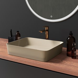 Раковина GR-3016BEM (480*370*135) БЕЖЕВАЯ МАТОВАЯ