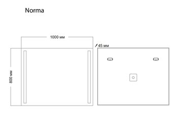 Зеркало NORMA (1000*800*45) LED с механическим выключателем