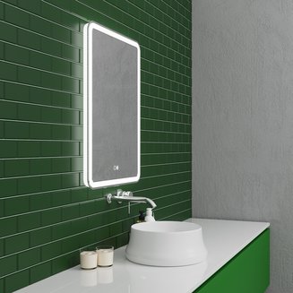 Зеркало LEO (700*800*45) LED с сенсорным выкл.,гравировкой и подогревом
