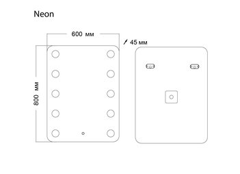 Зеркало NEON (600*800*45) LED с сенсорным выключателем и гравировкой