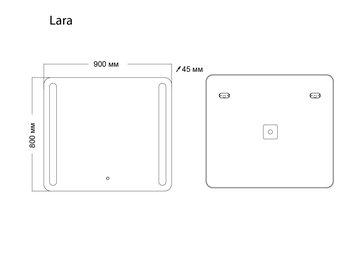 Зеркало LARA (900*800*45) LED с сенсорным выключателем и гравировкой