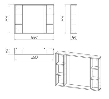 Зеркало \"ФЛАЙ-100 см\" универсальное дуб сонома