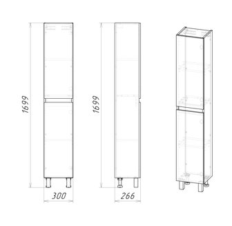 Пенал напольный "ПОЛО-30 см" универсал. дуб сонома/белый