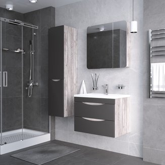 Тумба подвесная "ТАЛИС-80 см" с 2-я ящ.(ум.Classika-80) бетон пайн/серая