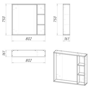 Зеркало \"ФЛАЙ-80 см\" универсальное дуб сонома