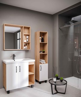 Зеркало \"ФЛАЙ-80 см\" универсальное дуб сонома