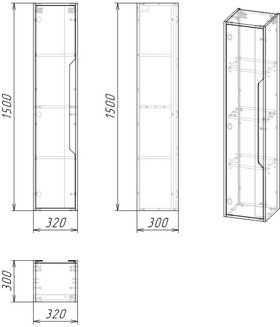Пенал подвесной "ЛАЙФ-32 см" универсал. винтажное дерево темное/графит