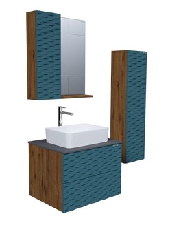 Шкаф-зеркало "АЛЬБА-65 см" Лев. веллингтон/бриз