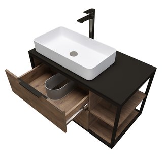 Тумба подвесная "ЛОФТ-90 см" с 2-я ящ. веллингтон/металл черный (ум. GR-3015/GR-3016/GR-3031)