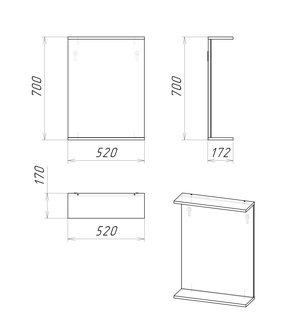 Зеркало "КРИТ-ЭКО 50 см" с полкой