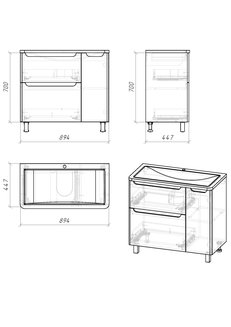 Тумба напольная "АДЕЛЬ-90 см" с 2-я ящ. белая (ум. Aдель-90)