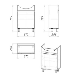 Тумба напольная "ПОЛО-55 см" дуб сонома/белая (ум.Уют-55)