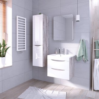 Пенал подвесной "ТАЛИС-35 см" с б/к универсальный бетон пайн/белый глянец