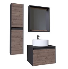 Зеркало "СМАРТ-60 см" графит с полкой