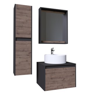 Зеркало "СМАРТ-60 см" графит с полкой