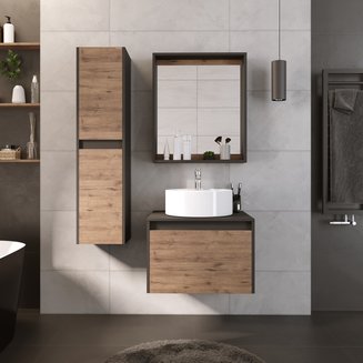 Зеркало "СМАРТ-60 см" графит с полкой