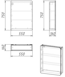 Шкаф-зеркало "ТАЛИС-60 см" универсал. бетон пайн
