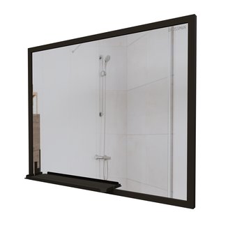 Зеркало "ЛОФТ-90 см" с полкой черное