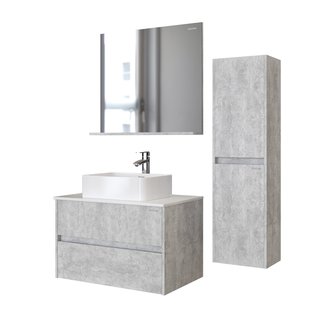 Тумба подвесная "ЭДВАНС-80 см" с 2-я ящ. цемент светлый (ум.GR-3016)