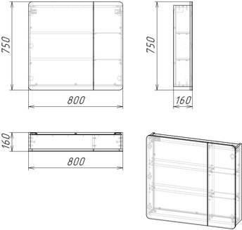 Шкаф-зеркало "ТАЛИС-80 см" Лев. бетон пайн