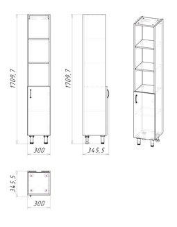 Пенал напольный "ФЛАЙ-30 см" Пр. дуб сонома/серый