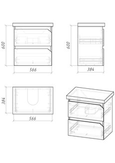 Тумба подвесная \"ИНЛАЙН-60 см\" с 2-я ящ. белая/дуб сонома (ум.Фостер-60)
