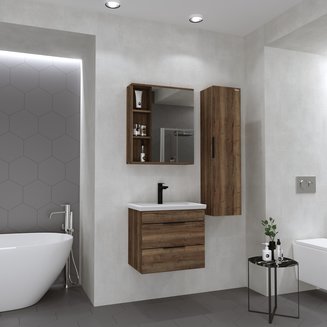 Шкаф-зеркало "ФОРТА-70 см" универсал. темный дуб