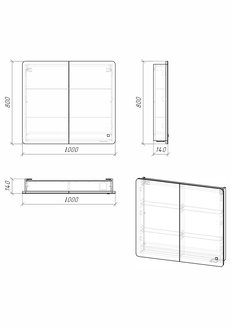 Шкаф-зеркало "АДЕЛЬ-100 см" Пр. с LED подсветкой