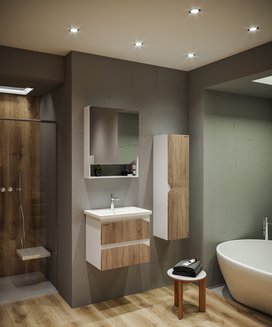 Шкаф-зеркало "ИНЛАЙН-60см" Лев. белый