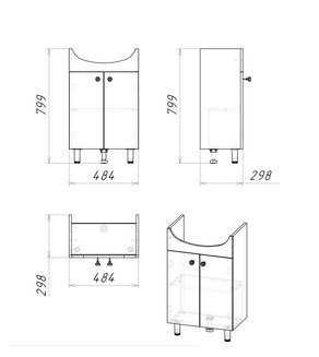 Тумба напольная "КРИТ-ЭКО 50 см" разборная (ум.Уют-50)