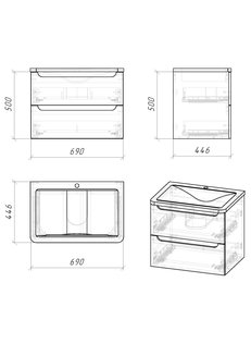 Тумба подвесная \"АДЕЛЬ-70 см\" с 2-я ящ. белая (ум. Aдель-70)