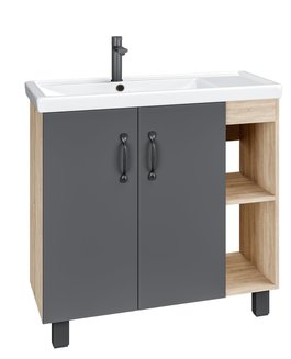 Тумба напольная "ФЛАЙ-80 см" дуб сонома/серая (ум.Фостер 80-Пр)