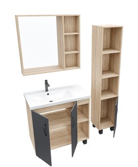 Тумба напольная "ФЛАЙ-80 см" дуб сонома/серая (ум.Фостер 80-Пр)