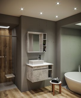 Зеркало "ФАЛЬКОН-80 см" бетон