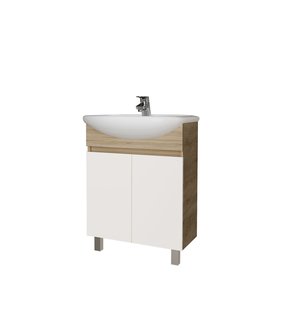 Тумба напольная "ПОЛО-60 см" дуб сонома/белая (ум.Уют-60)