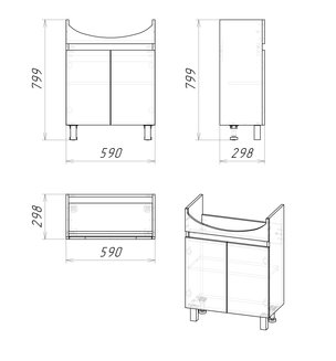 Тумба напольная "ПОЛО-60 см" дуб сонома/белая (ум.Уют-60)