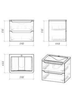 Тумба подвесная "АДЕЛЬ-60 см" с 2-я ящ. белая (ум. Aдель-60)