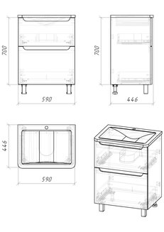 Тумба напольная \"АДЕЛЬ-60 см\" с 2-я ящ. белая (ум. Aдель-60)