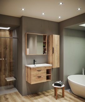 Тумба подвесная "ФОРТА-80 см" с 2-я ящ. дуб галифакс (ум.Фостер-80 Пр.)