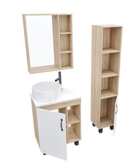 Тумба напольная "ФЛАЙ-60 см" дуб сонома/белая (ум.Фостер-60)