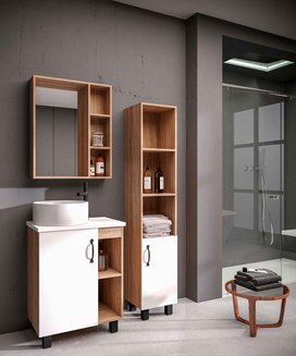 Тумба напольная "ФЛАЙ-60 см" дуб сонома/белая (ум.Фостер-60)