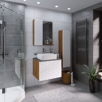 Шкаф-зеркало "АЛЬБА-65 см" Лев. веллингтон/белый