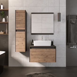 Тумба подвесная "СМАРТ-70 см" с 1-м ящ.+1 внутр.(ум.GR-3012,GR-3017,GR-3027) веллингтон/графит