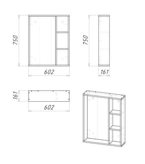 Зеркало "ФЛАЙ-60 см" универсальное дуб сонома
