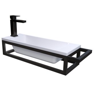 Консоль подвесная \"МЕТРИС-50 см\" черная с прав. полотенцедержателем (ум. Модуль-50)