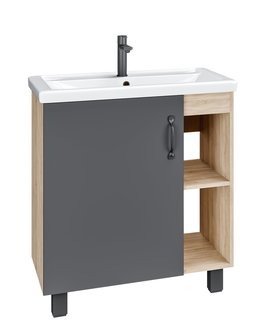 Тумба напольная \"ФЛАЙ-70 см\" дуб сонома/серая (ум.Фостер-70)